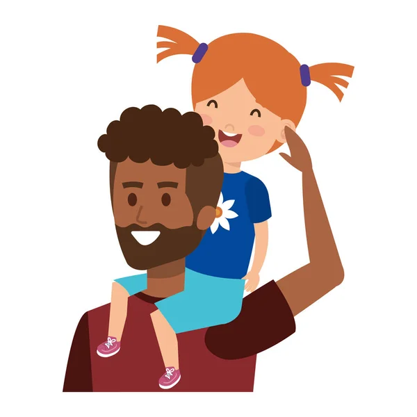 Afro père avec fille personnages — Image vectorielle