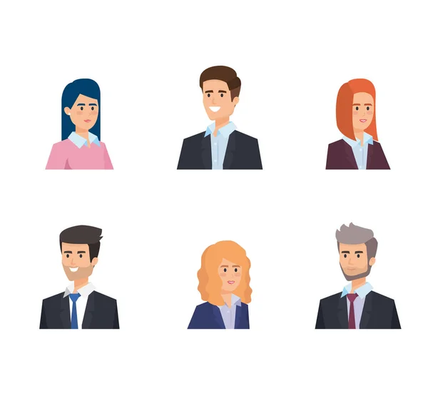 Définir les hommes d'affaires et les femmes d'affaires entreprise avec coiffure — Image vectorielle