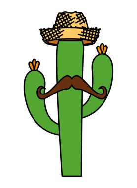 hasır şapka ve bıyık ile cactu