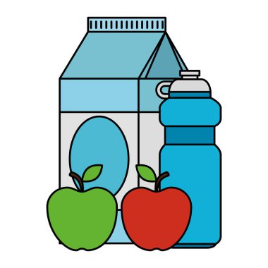 elma ve su ile süt kutusu