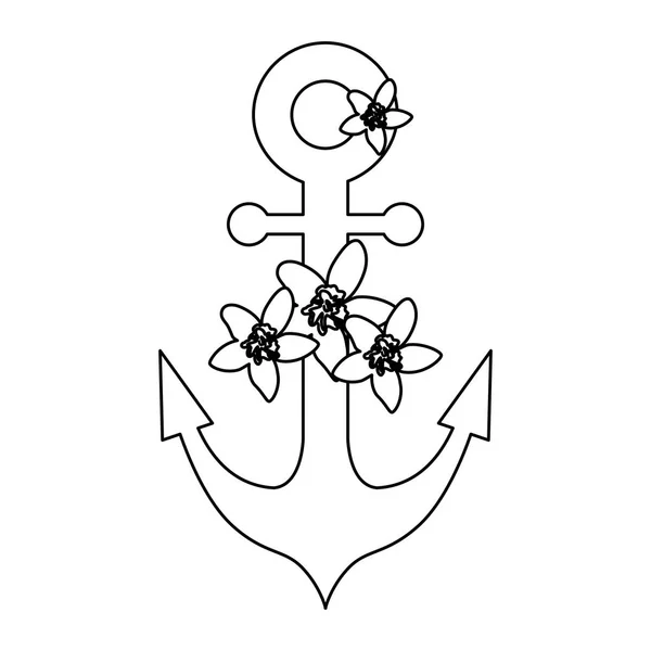Ankerschiff mit schönen Blumen — Stockvektor