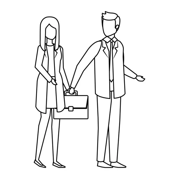 Couple d'affaires avec portefeuille — Image vectorielle