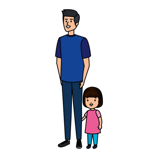 Père avec des personnages fille — Image vectorielle