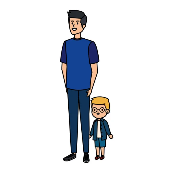 Pai jovem com personagens filho — Vetor de Stock
