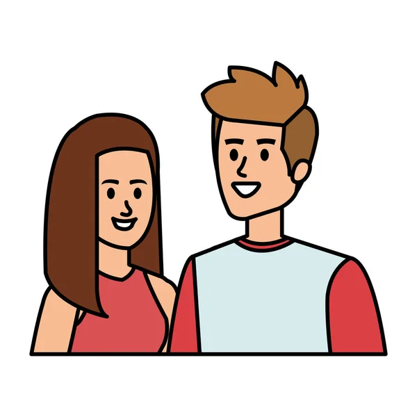 Jóvenes avatares pareja personajes — Vector de stock