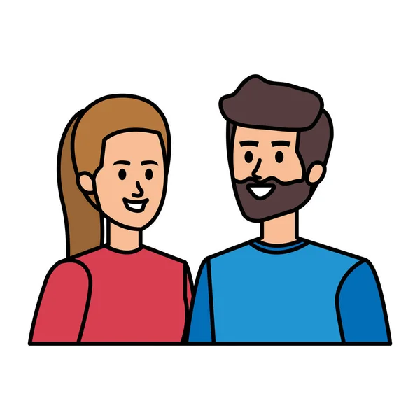 Young couple avatars characters — Stock Vector