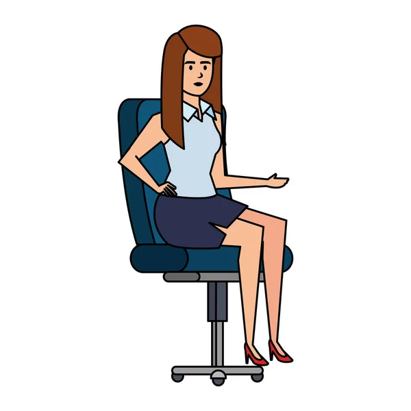 Elegante zakenvrouw zitten in de stoel van het Bureau — Stockvector