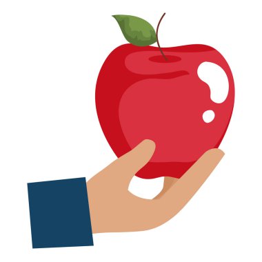 elma taze meyve simgesi ile el