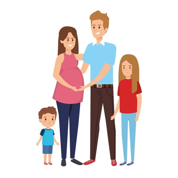 Elternpaar mit Sohn und Tochter — Stockvektor