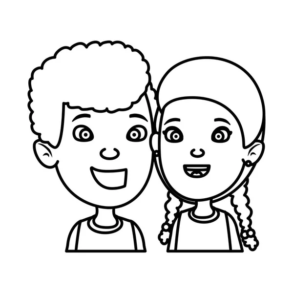 Lindo poco niños pareja — Vector de stock