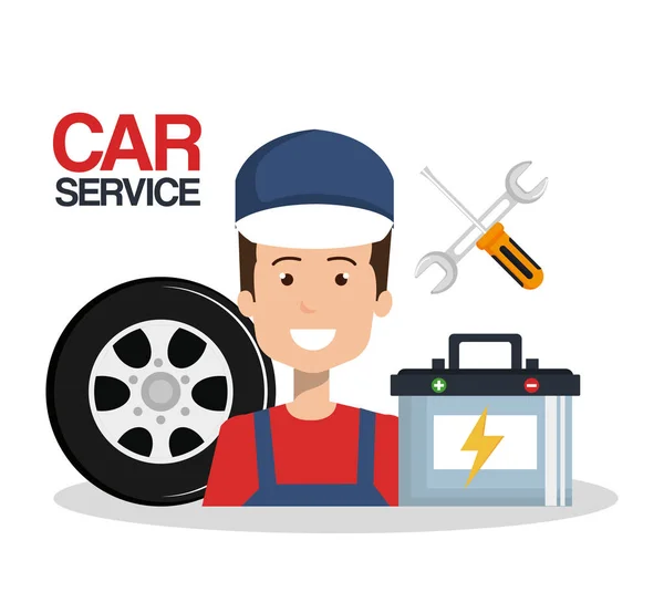 Mechanik samochodów usługi ikony — Wektor stockowy