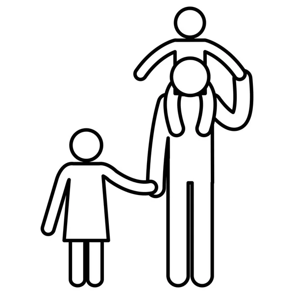 Figure père avec fils et fille avatars — Image vectorielle