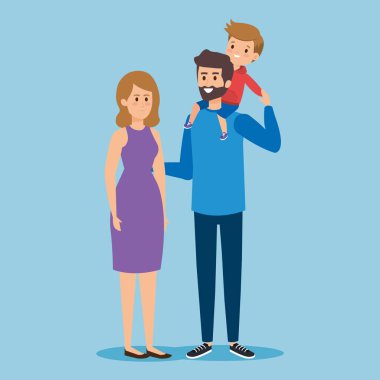 mutlu erkek ve kadın oğulları ve saç modeli ile