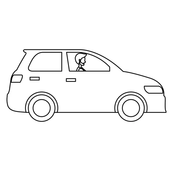 Coche sedán con hombre conduciendo — Vector de stock