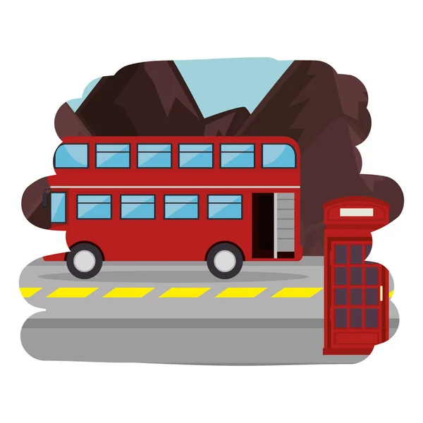 伦敦街与巴士场景 — 图库矢量图片