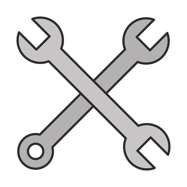 Wrench keys crossed isolated icon — ストックベクタ