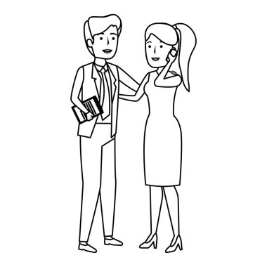 iş çift smartphone avatarlar karakter ile