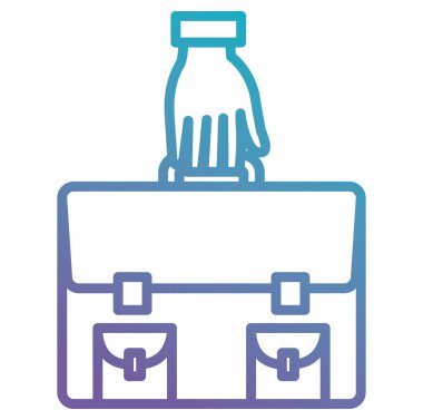 Portföy çanta izole simgesiyle el