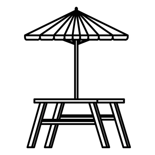 Picknicktisch mit Sonnenschirm — Stockvektor