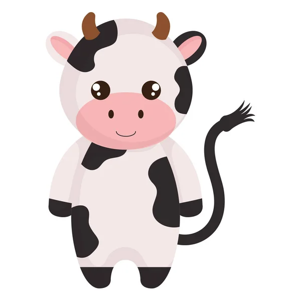 Carino e piccolo carattere mucca — Vettoriale Stock
