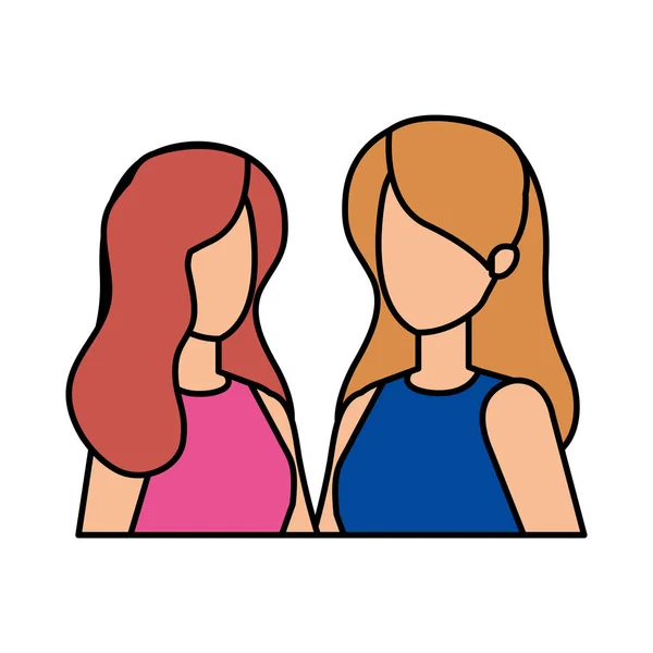 Par flickor avatarer tecken — Stock vektor
