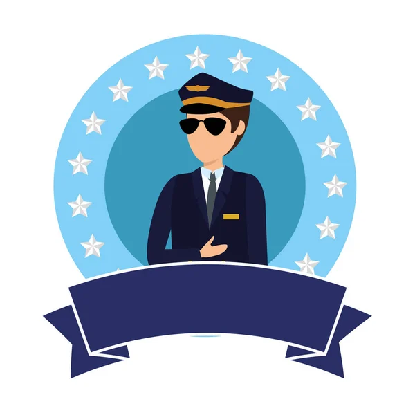 航空飞行员头像字符 — 图库矢量图片