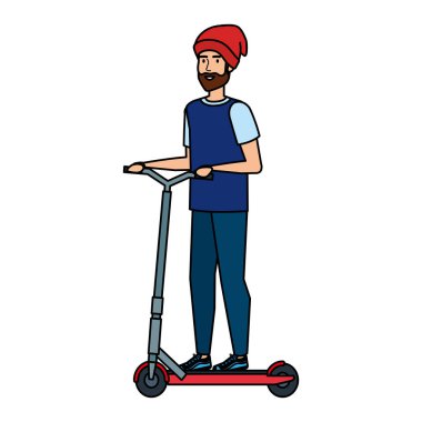 scooter katlama içinde genç adam