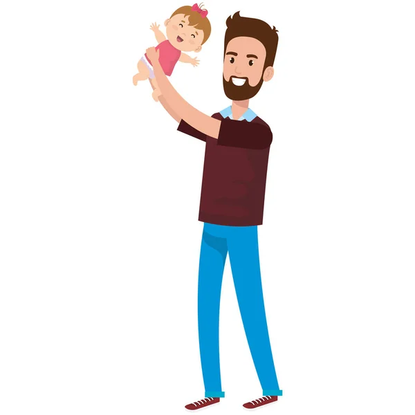 Père soulevant des personnages bébé — Image vectorielle
