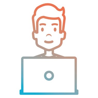 dizüstü avatar karakter ile genç adam