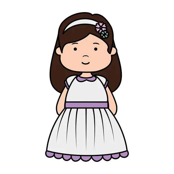 Kleines Mädchen Erstkommunion Charakter — Stockvektor