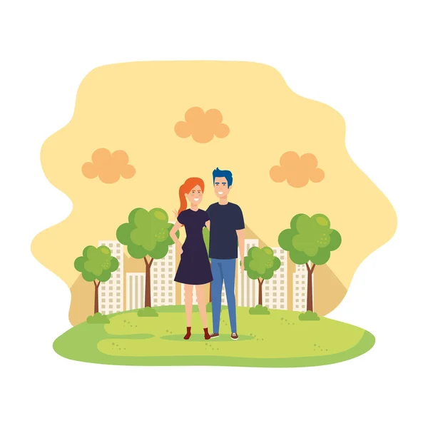 Couple dans les personnages du parc — Image vectorielle