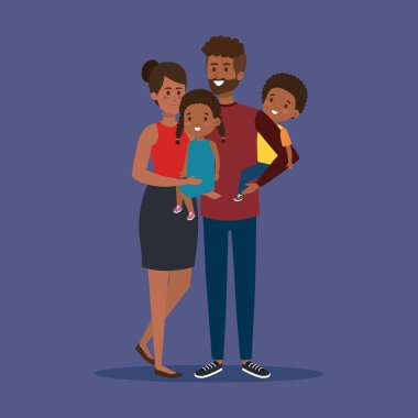 oğulları ve kızı ile sevimli erkek ve kadın