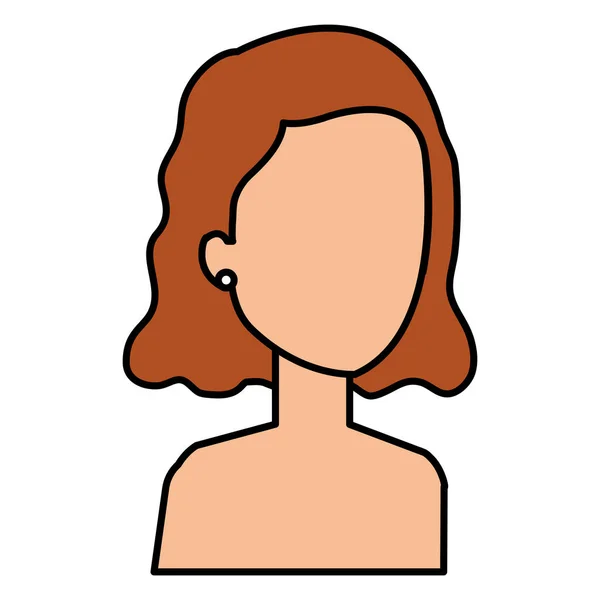 Hermosa y joven mujer sin camisa carácter — Vector de stock