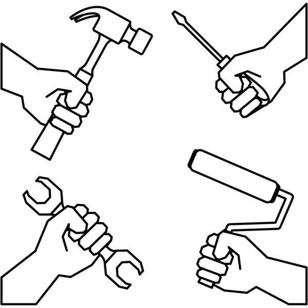 手与工具的团队合作 — 图库矢量图片