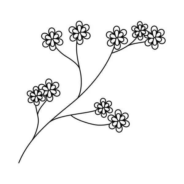 Belo ramo com flores decoração — Vetor de Stock