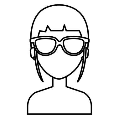 gözlüklü gömleksiz güzel ve genç kadın