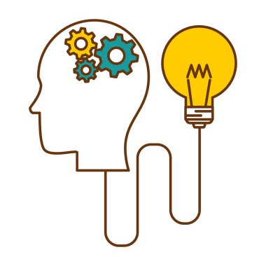 dişliler ve ampul ile insan profili düşünme