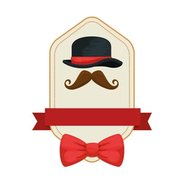 Chapéu superior cavalheiro e quadro bigode —  Vetores de Stock