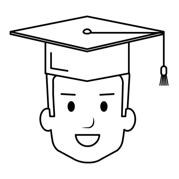Studente laureato testa personaggio avatar — Vettoriale Stock