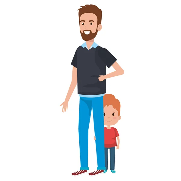 Padre con personajes de hijo — Vector de stock