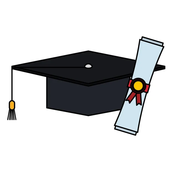 Chapeau graduation avec diplôme — Image vectorielle