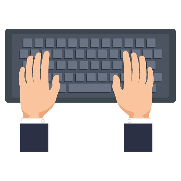 Manos usando el teclado del ordenador — Vector de stock