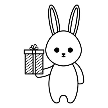 giftbox karakteri ile sevimli tavşan