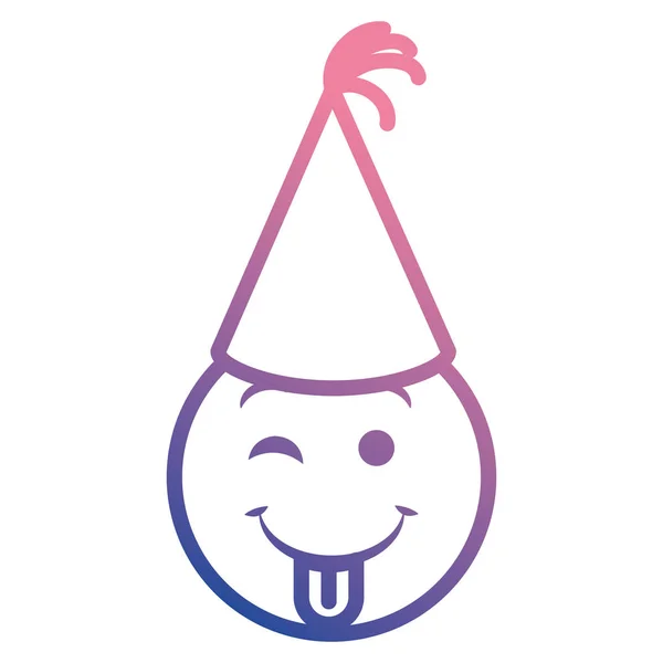 Visage emoji avec chapeau de fête — Image vectorielle