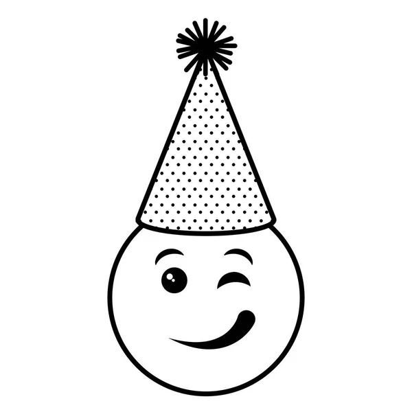 Emoji face with party hat — Stock Vector