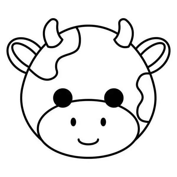 Lindo y pequeño personaje de cabeza de vaca — Vector de stock