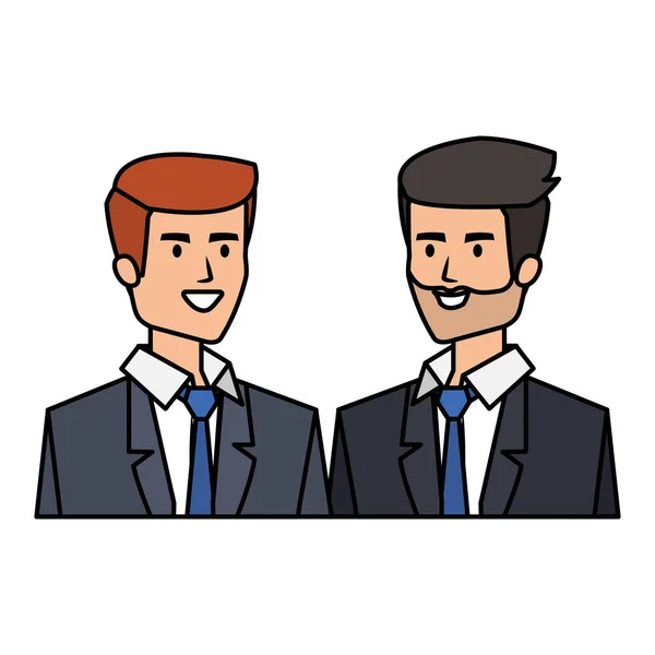 Coppia di uomini d'affari avatar personaggi — Vettoriale Stock