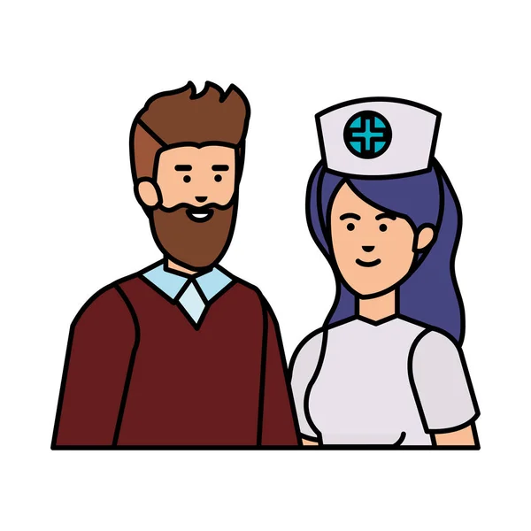 Professional female nurse with man — Stock Vector