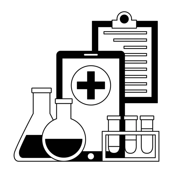 医疗智能手机剪贴板烧瓶 — 图库矢量图片