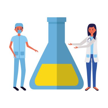 doktor kadın ve erkek şişesi